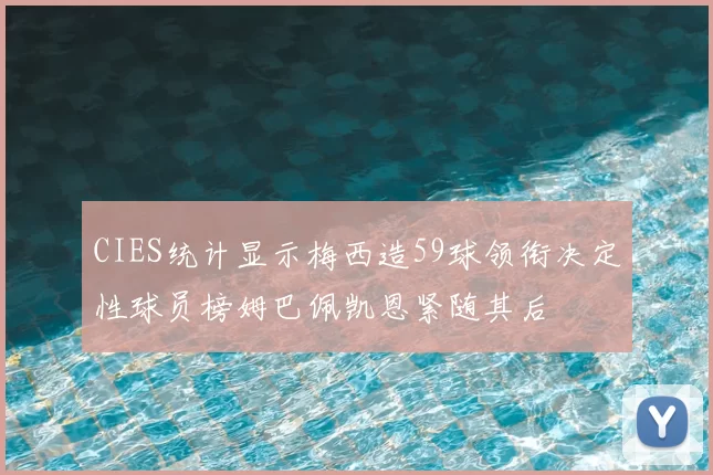 CIES统计显示梅西造59球领衔决定性球员榜姆巴佩凯恩紧随其后
